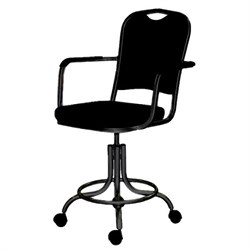 Кресло КР09 (на винтовой опоре с подлокотниками, цвет черный) 5025