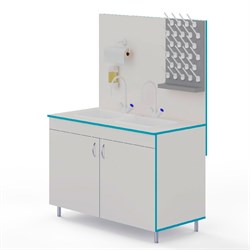 Стол-мойка лабораторный МО НВК 1200 ПП с двумя смесителями (1200×600×1650) 5032