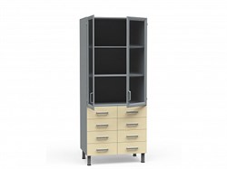 Шкаф-витрина медицинский из ДСП в пластике, со стеклом и ящиками БТ-ШВя-8-80 5221_93D4F