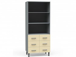 Шкаф-стеллаж медицинский из ДСП в пластике, с открытыми полками и 6 ящиками БТ-ШСя-6-80 5222_D76F7