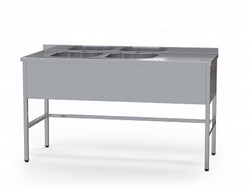 Стол медицинский с 2 мойками и рабочей поверхностью, из нержавеющей стали AISI 304, БТ-СМ2 5238