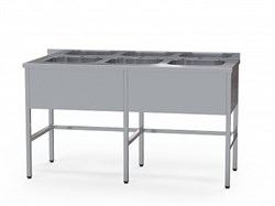 Стол медицинский с 3 мойками, из нержавеющей стали AISI 304, БТ-СМ3 5239