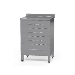 Тумба медицинская из нержавеющей стали с 4 ящиками БТ-ТнпР 5246