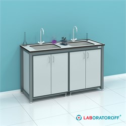 Стол-мойка лабораторный ПР.МЛ2Н.150.60.90 (две раковины из нержавеющей стали) 6233