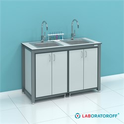 Стол-мойка лабораторный ПР.МЛ2П.130.60.90 серии “Прагматик” (раковины из полипропилена) 6237