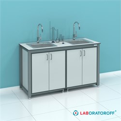 Стол-мойка лабораторный ПР.МЛ2П.150.60.90 (две раковины из полипропилена) 6238