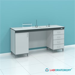 Стол пристенный на опорных тумбах с дверцами и ящиками СТ.СПК.180.60.90 серии Стандарт 6356_CD433
