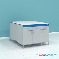 Островной стол лабораторный СТ.СОК.120.150.90 с ящиками и дверцами 6544
