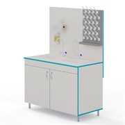 Стол-мойка лабораторный МО НВК 1200 ПП с двумя смесителями (1200×600×1650) 5032